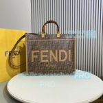 Replica Fendi 728 Brown Jacquard Sunshine Medium Tote Bag 